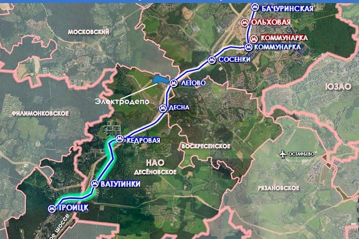 Собянин утвердил проект планировки участка Троицкой линии метро от станции «Кедровая» до станции «Троицк»